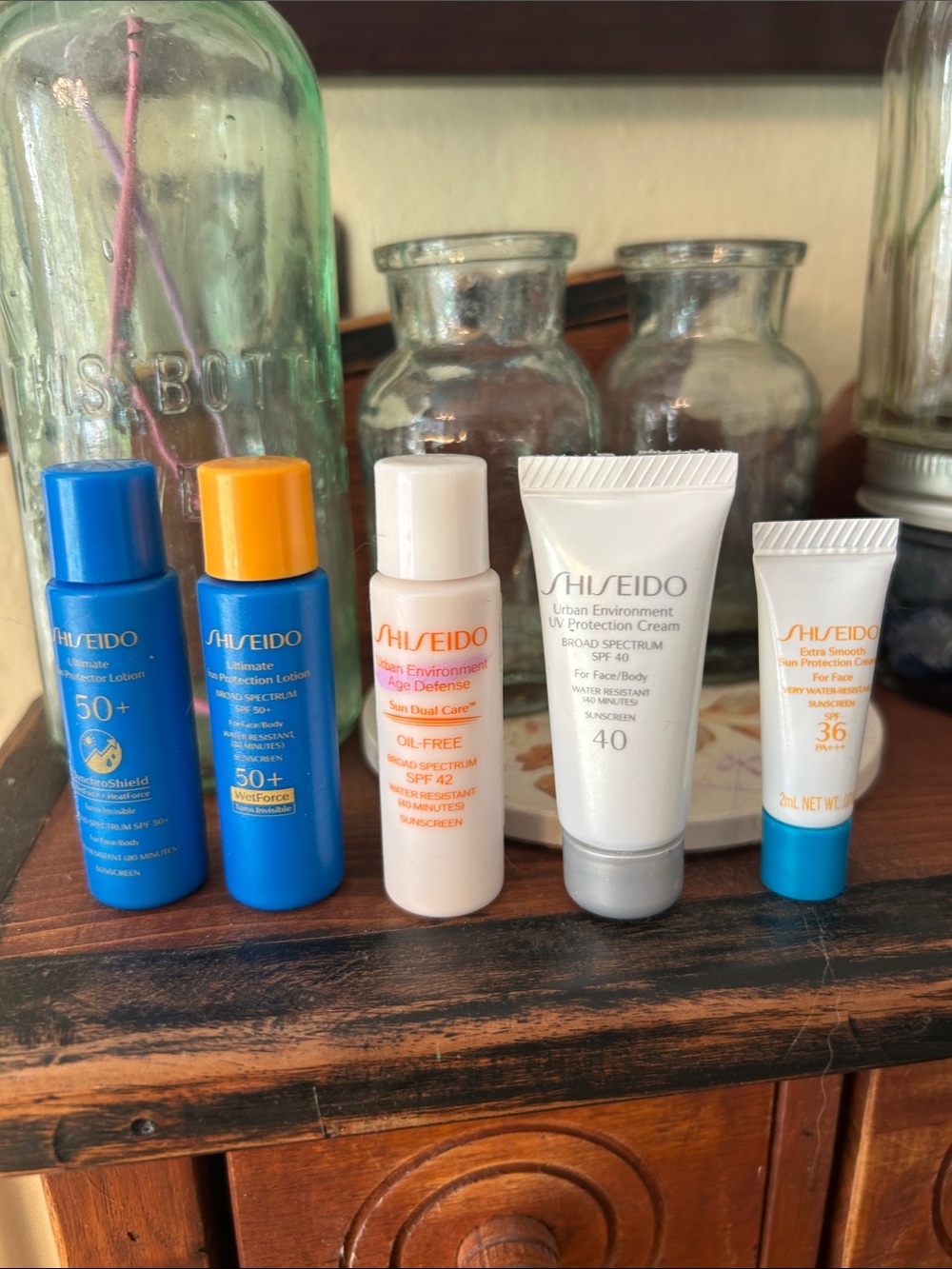 Set of Shiseido Sun Protection Factor (SPF) Sample bottles—Only Used. Few Times